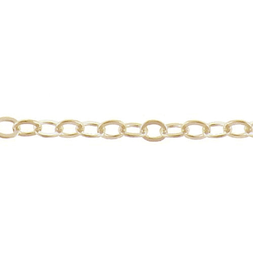 14kt Gold Filled 2.2mm Width by 2.7mm Length, Flat Cable Chain. Price per: 1 Foot.