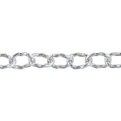 Sterling Silver 2.2mm Width by 2.7mm Length, Hammered Cable Chain. Price per: 1 Foot.