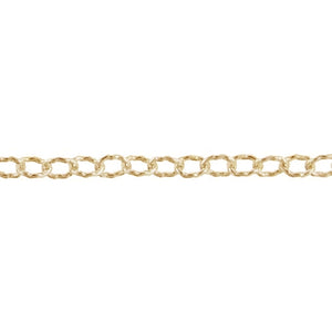 14kt Gold Filled 2.2mm Width by 2.7mm Length, Hammered Cable Chain. Price per: 1 Foot.