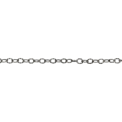 Chain by Foot. Sterling Silver Oxidized 2.2mm Width by 2.7mm Length, Hammered Cable Chain. Price per: 1 Foot.