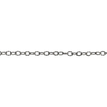 Load image into Gallery viewer, Chain by Foot. Sterling Silver Oxidized 2.2mm Width by 2.7mm Length, Hammered Cable Chain. Price per: 1 Foot.
