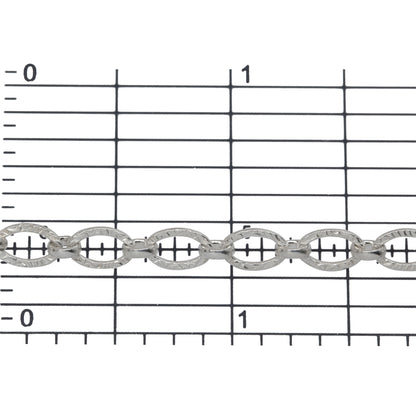 Sterling Silver 4.8mm Width by 7.2mm Length, Hammered Oval Links Followed by 3.75mm Width / Length Rolo Links, Hammered Long and Short Chain. Price per: 1 Foot.