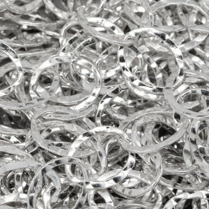 Sterling Silver 6.2mm Width by 7.7mm Length, Hammered Oval Cable Chain. Price per: 1 Foot.