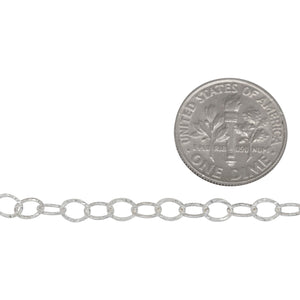 Sterling Silver 3.7mm Width by 5.0mm Length, Hammered Cable Chain. Price per: 1 Foot.