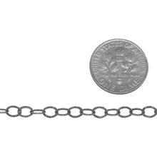 Load image into Gallery viewer, Sterling Silver Oxidized 3.7mm Width by 5.0mm length, Hammered Cable Chain. Price per: 1 Foot.
