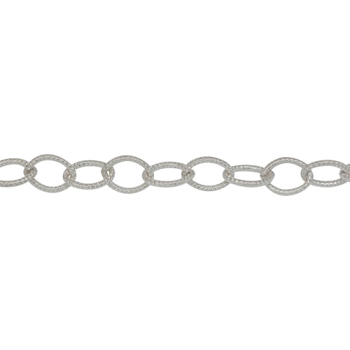 Chain by Foot. Sterling Silver 5.1mm Width by 7.1mm Length, Textured Cable Chain. Price per: 1 Foot.