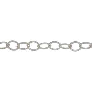 Chain by Foot. Sterling Silver 5.1mm Width by 7.1mm Length, Textured Cable Chain. Price per: 1 Foot.