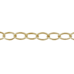 14kt Gold Filled 5.1mm Width by 7.1mm Length, Textured Cable Chain. Price per: 1 Foot.