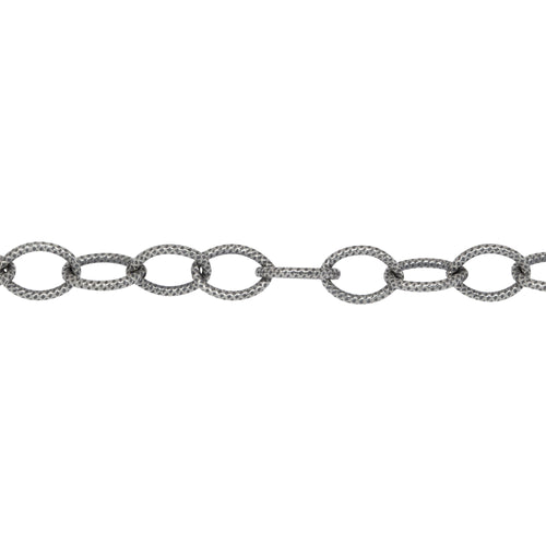 Chain by Foot. Sterling Silver Oxidized 5.1mm Width by 7.1mm Length, Textured Cable Chain. Price per: 1 Foot.