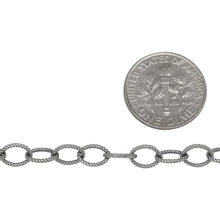 Load image into Gallery viewer, Sterling Silver Oxidized 5.1mm Width by 7.1mm Length, Textured Cable Chain. Price per: 1 Foot.
