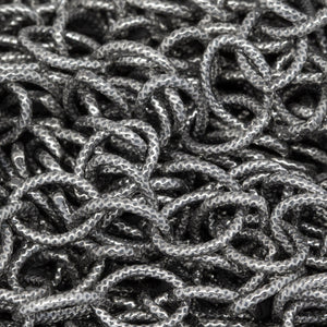 Sterling Silver Oxidized 5.1mm Width by 7.1mm Length, Textured Cable Chain. Price per: 1 Foot.