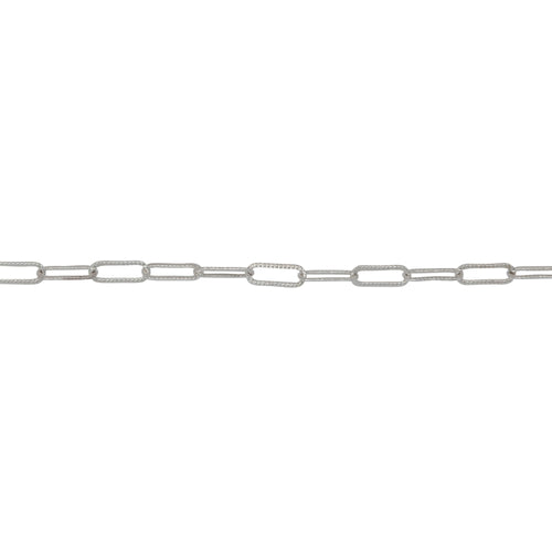 Chain by Foot. Sterling Silver 1.9mm Width by 5.1mm Length, Corrugated Elongated Cable Chain. Price per: 1 Foot.