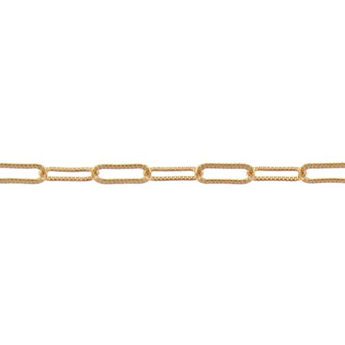 14kt Gold Filled 1.9mm Width by 5.1mm Length, Corrugated Elongated Cable Chain. Price per: 1 Foot.