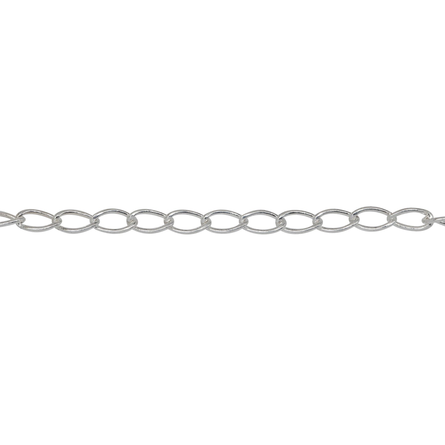 Chain by Foot. Sterling Silver 2.8mm width by 4.7mm length, Smooth Curb Chain. Price per: 1 Foot.