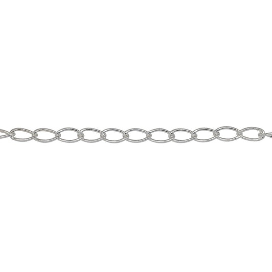 Chain by Foot. Sterling Silver 2.8mm width by 4.7mm length, Smooth Curb Chain. Price per: 1 Foot.