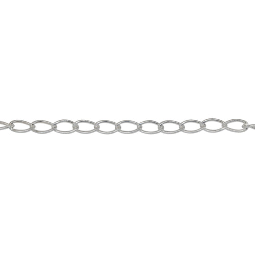 Chain by Foot. Sterling Silver 2.8mm width by 4.7mm length, Smooth Curb Chain. Price per: 1 Foot.