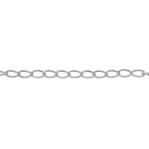 Chain by Foot. Sterling Silver 2.8mm width by 4.7mm length, Smooth Curb Chain. Price per: 1 Foot.