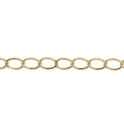 14kt Gold Filled 2.8mm width by 4.7mm length, Smooth Curb Chain. Price per: 1 Foot.