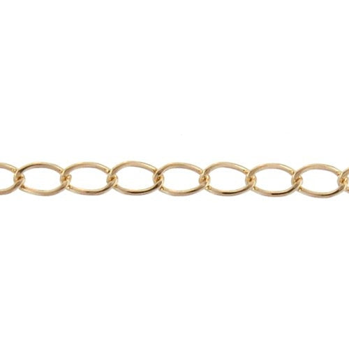 14kt Gold Filled 2.8mm width by 4.7mm length, Smooth Curb Chain. Price per: 1 Foot.