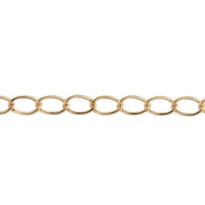 14kt Gold Filled 2.8mm width by 4.7mm length, Smooth Curb Chain. Price per: 1 Foot.