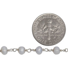 Load image into Gallery viewer, Brass Silver Plated 4.27mm Width by 3.51mm Length Natural White Potato Pearl Chain. Price per: 1 Inch.
