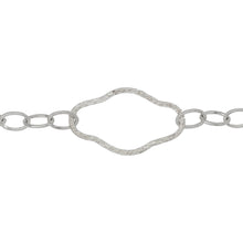Load image into Gallery viewer, Chain by Foot. Sterling Silver Ten of 10.5mm width by 6.6mm length, Smooth Oval Cable Links Followed by 23.8 width by 38.7mm length Large Hammered Oval Links, Long and Short Chain. Price per: 1 Inch.

