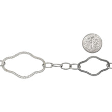 Load image into Gallery viewer, Sterling Silver Four of 6.6mm width by 10.5mm length, Oval Cable Links Followed by 23.8 width by 38.7mm length Hammered Oval Links and 17.5mm width by 29.3mm length Flat Oval Links Alternately, Long and Short Chain. Price per: 1 Inch.
