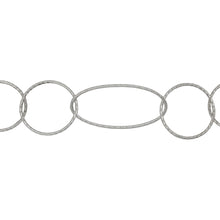 Load image into Gallery viewer, Chain by Foot. Sterling Silver Three of 19.0mm width / length, Twisted Circle Links Followed by 15.3 width by 32.4mm length Twisted Oval Links, Long and Short Chain. Price per: 1 Inch.
