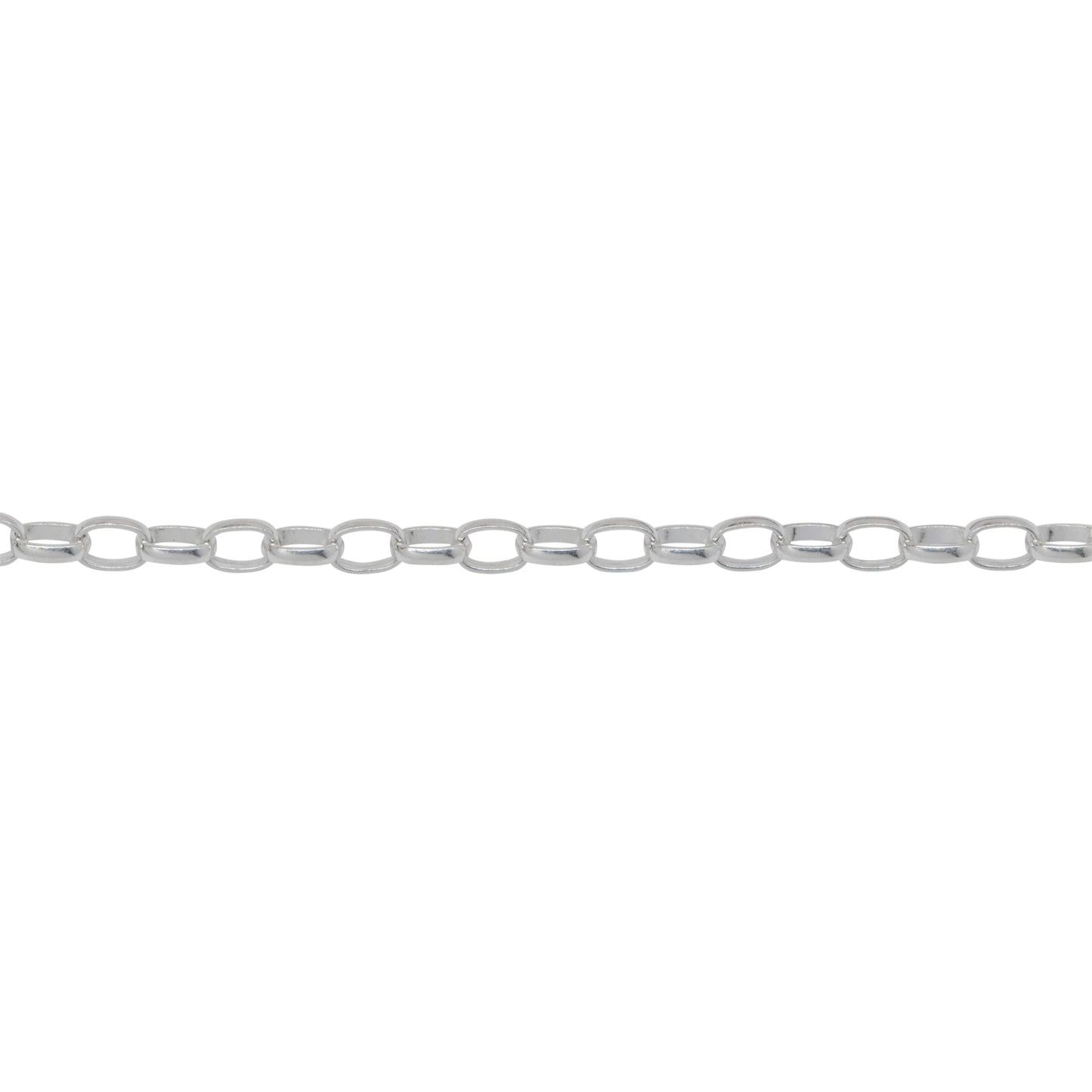 Chain by Foot. Sterling Silver 2.6mm width by 3.6mm length, Oval Rolo Chain. Price per: 1 Foot.
