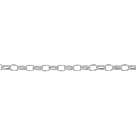 Chain by Foot. Sterling Silver 2.6mm width by 3.6mm length, Oval Rolo Chain. Price per: 1 Foot.