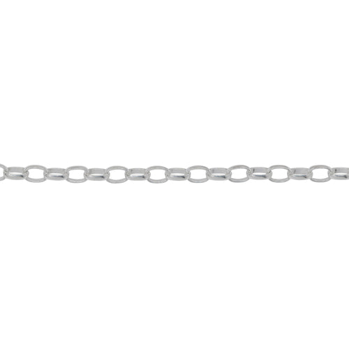 Chain by Foot. Sterling Silver 2.6mm width by 3.6mm length, Oval Rolo Chain. Price per: 1 Foot.