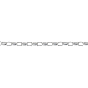 Chain by Foot. Sterling Silver 2.6mm width by 3.6mm length, Oval Rolo Chain. Price per: 1 Foot.