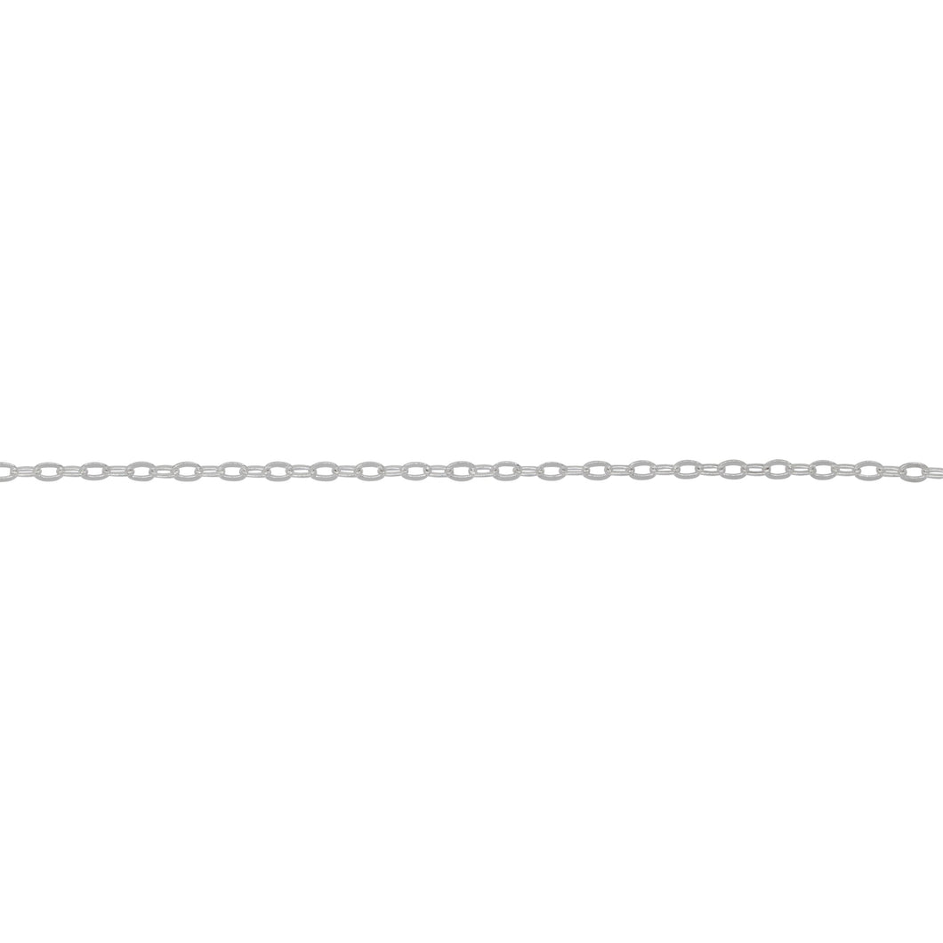 Chain by Foot. Sterling Silver 1.0mm Width by 1.8mm Length, Flat Cable Chain. Price per: 1 Foot.