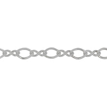 Load image into Gallery viewer, Chain by Foot. Sterling Silver 5.6mm Width by 8.4mm Length Flat Oval Curb Link Connected To 3.3mm Width by 8.2mm Length Figure 8 Link, Figure 8 Chain. Price per: 1 Foot.
