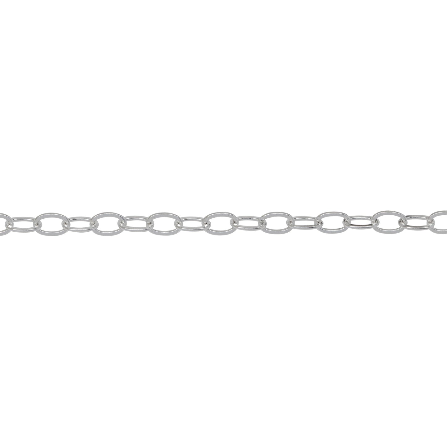 Chain by Foot. Sterling Silver 2.76mm Width by 4.14mm Length, Flat Cable Chain. Price per: 1 Foot.