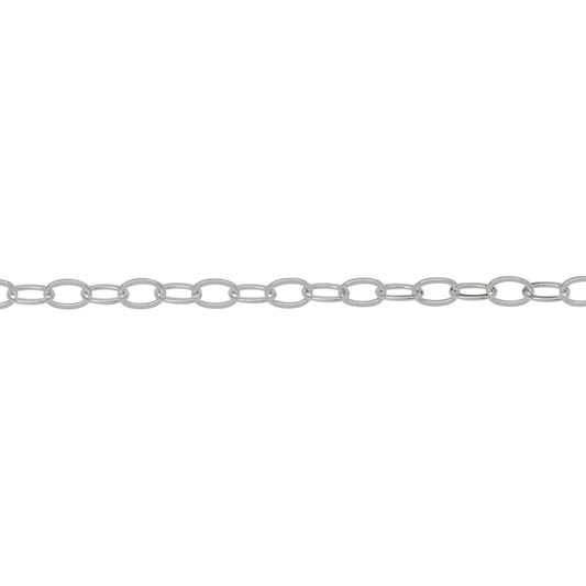 Chain by Foot. Sterling Silver 2.76mm Width by 4.14mm Length, Flat Cable Chain. Price per: 1 Foot.