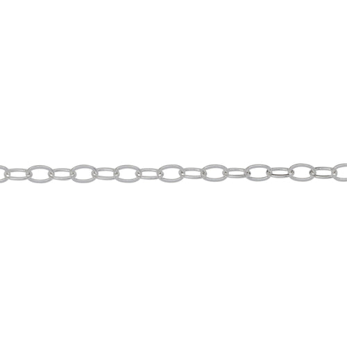 Chain by Foot. Sterling Silver 2.76mm Width by 4.14mm Length, Flat Cable Chain. Price per: 1 Foot.