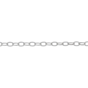 Chain by Foot. Sterling Silver 2.76mm Width by 4.14mm Length, Flat Cable Chain. Price per: 1 Foot.