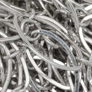 Sterling Silver 11.8mm Width by 20.2mm Length Flat Oval Link Followed by 5.8mm Width / Length Smooth Close Ring, Long and Short Chain. Price per: 1 Foot.