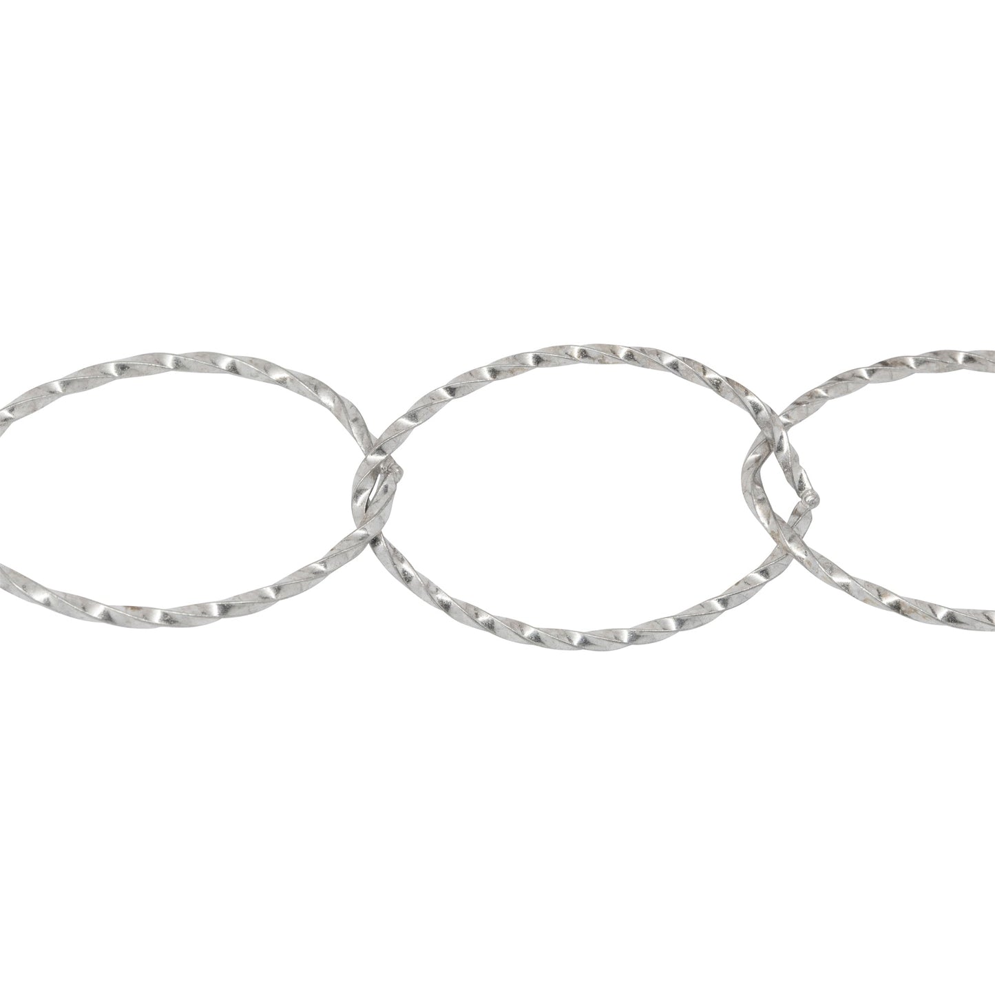 Chain by Foot. Sterling Silver 17.4mm Width by 26.8mm Length Twisted Wire, Oval Cable Chain. Price per: 1 Foot.