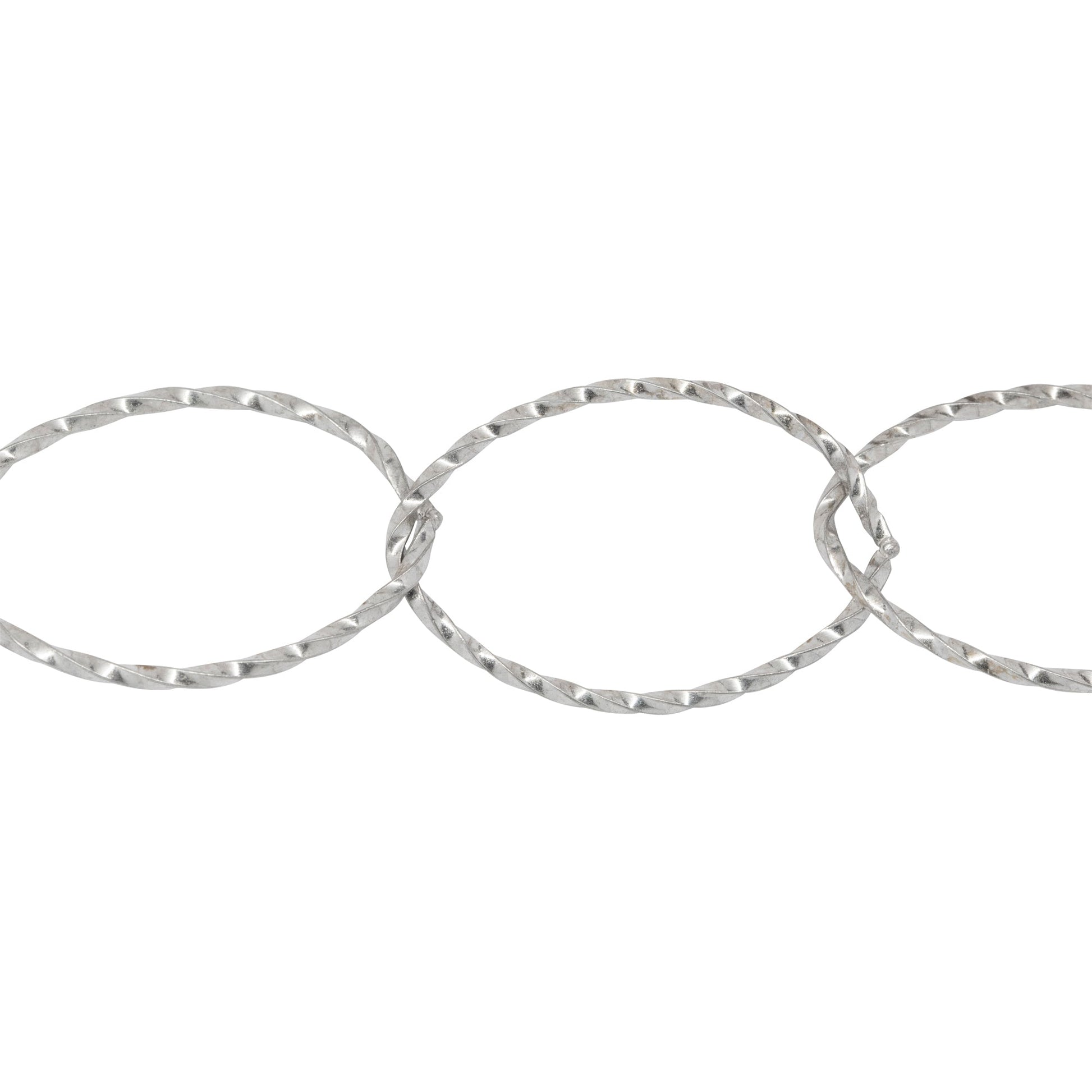 Chain by Foot. Sterling Silver 17.4mm Width by 26.8mm Length Twisted Wire, Oval Cable Chain. Price per: 1 Foot.