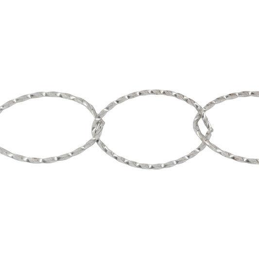 Chain by Foot. Sterling Silver 17.4mm Width by 26.8mm Length Twisted Wire, Oval Cable Chain. Price per: 1 Foot.
