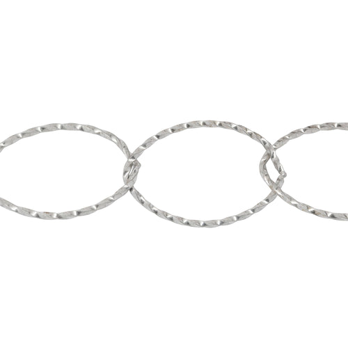 Chain by Foot. Sterling Silver 17.4mm Width by 26.8mm Length Twisted Wire, Oval Cable Chain. Price per: 1 Foot.