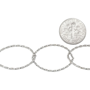 Sterling Silver 17.4mm Width by 26.8mm Length Twisted Wire, Oval Cable Chain. Price per: 1 Foot.