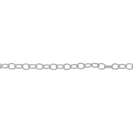 Chain by Foot. Sterling Silver 2.5mm Width by 3.5mm Length, Twisted Cable Chain. Price per: 1 Foot.