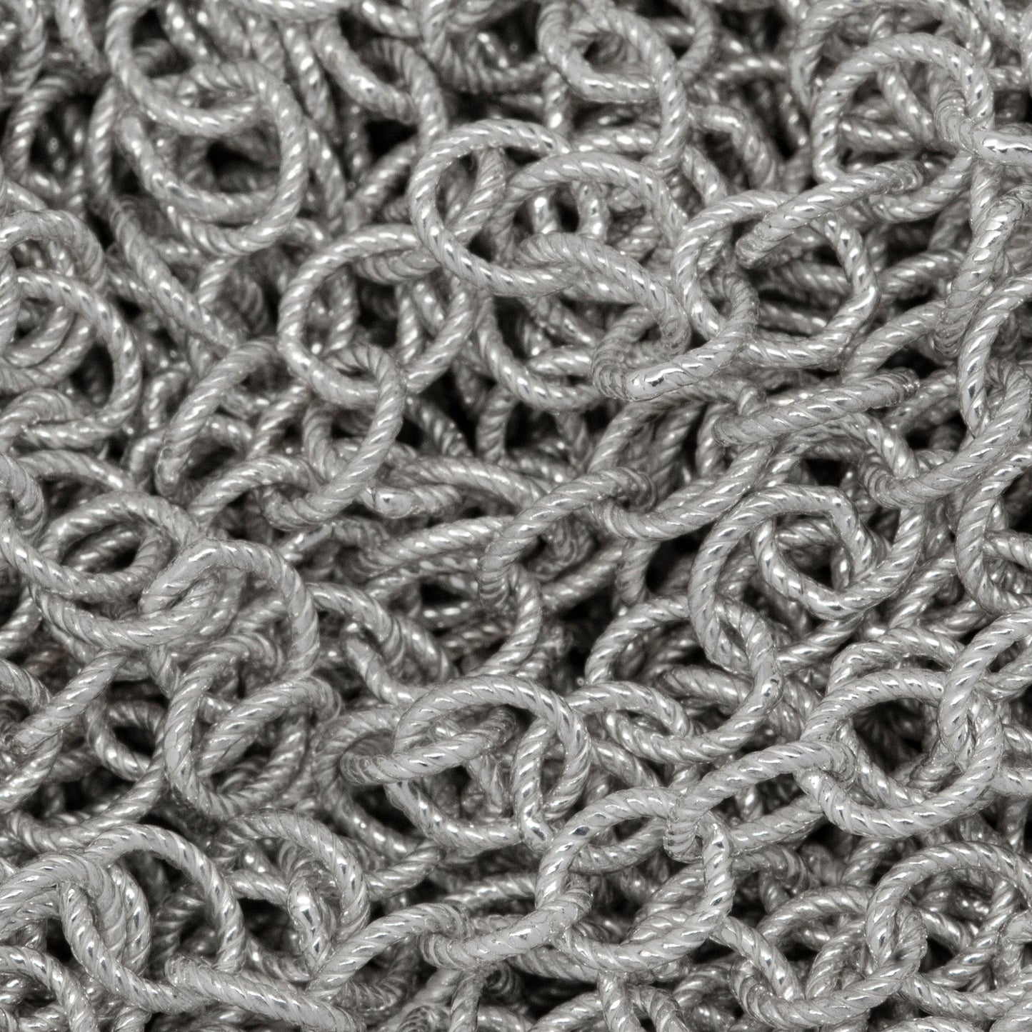 Sterling Silver 3.52mm Width by 4.16mm Length, Twisted Cable Chain. Price per: 1 Foot.