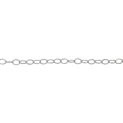 Chain by Foot. Sterling Silver 2.25mm Width by 3.30mm Length, Smooth Cable Chain. Price per: 1 Foot.