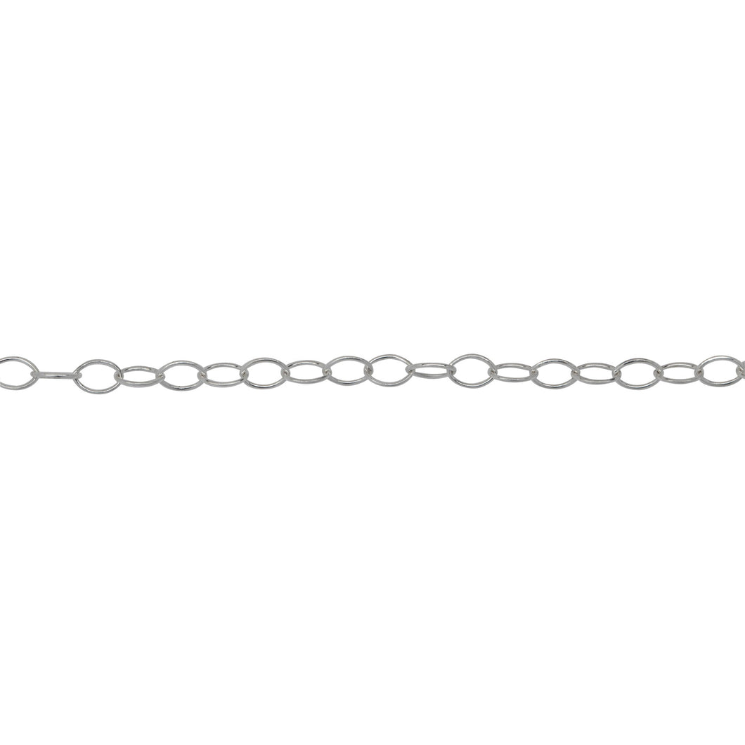 Chain by Foot. Sterling Silver 2.25mm Width by 3.30mm Length, Smooth Cable Chain. Price per: 1 Foot.