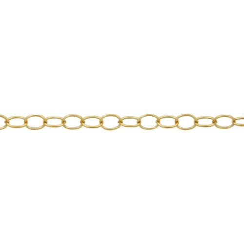 14kt Gold Filled 2.25mm Width by 3.30mm Length, Smooth Cable Chain. Price per: 1 Foot.