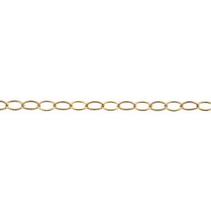 14kt Gold Filled 2.27mm Width by 3.65mm Length, Flat Cable Chain. Price per: 1 Foot.